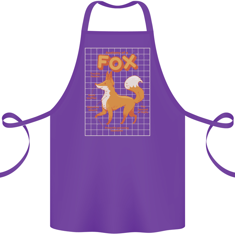 Anatomy of a Fox Funny Foxes Cotton Apron 100% Organic Purple