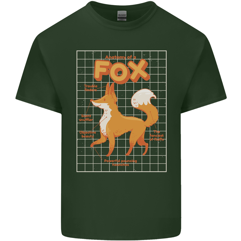 Anatomy of a Fox Funny Foxes Mens Cotton T-Shirt Tee Top Forest Green