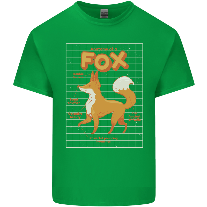 Anatomy of a Fox Funny Foxes Mens Cotton T-Shirt Tee Top Irish Green