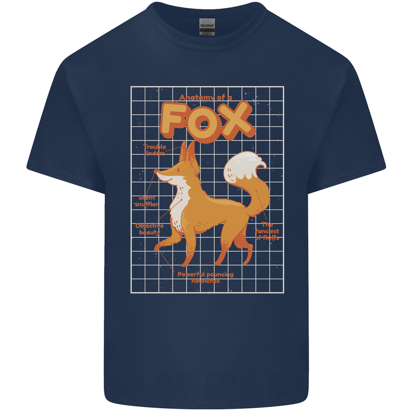 Anatomy of a Fox Funny Foxes Mens Cotton T-Shirt Tee Top Navy Blue