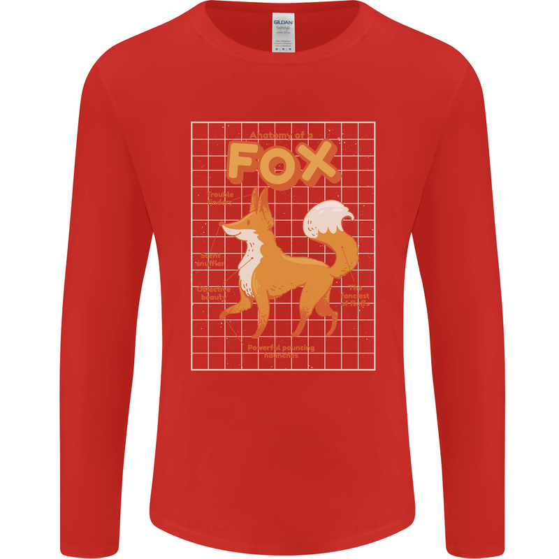 Anatomy of a Fox Funny Foxes Mens Long Sleeve T-Shirt Red