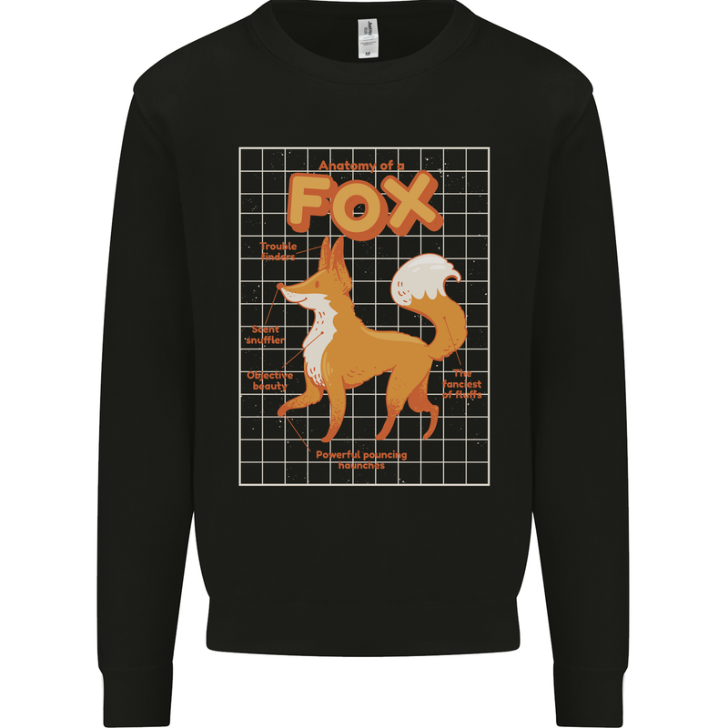 Anatomy of a Fox Funny Foxes Mens Sweatshirt Jumper Black