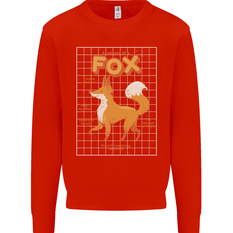 Anatomy of a Fox Funny Foxes Mens Sweatshirt Jumper Bright Red