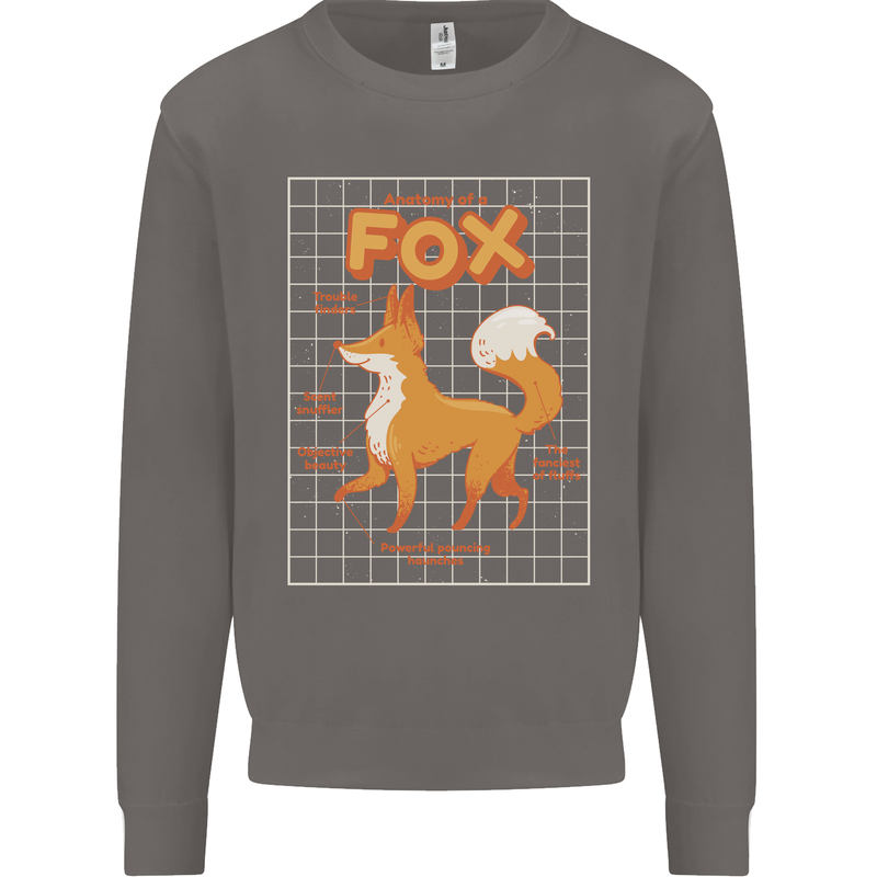 Anatomy of a Fox Funny Foxes Mens Sweatshirt Jumper Charcoal