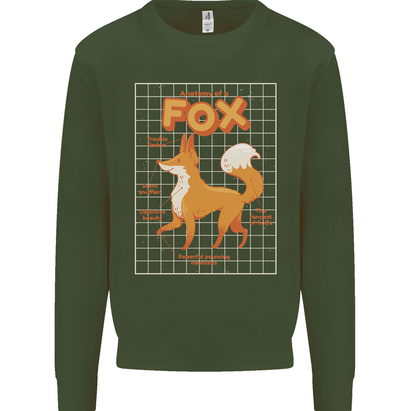 Anatomy of a Fox Funny Foxes Mens Sweatshirt Jumper Forest Green