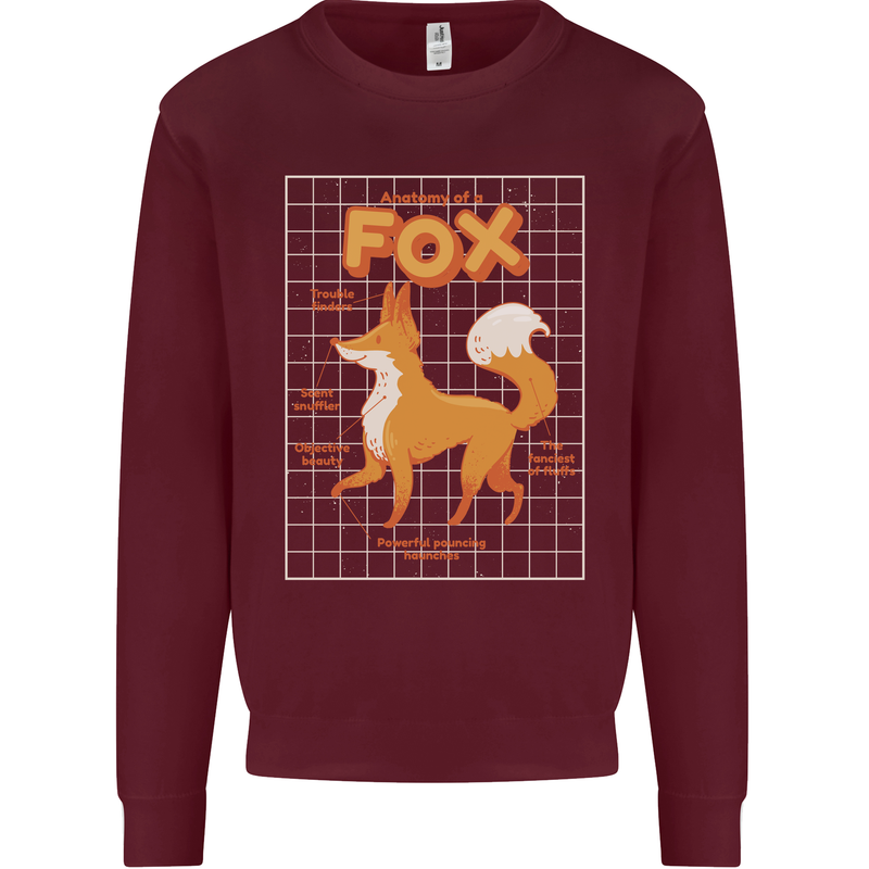 Anatomy of a Fox Funny Foxes Mens Sweatshirt Jumper Maroon