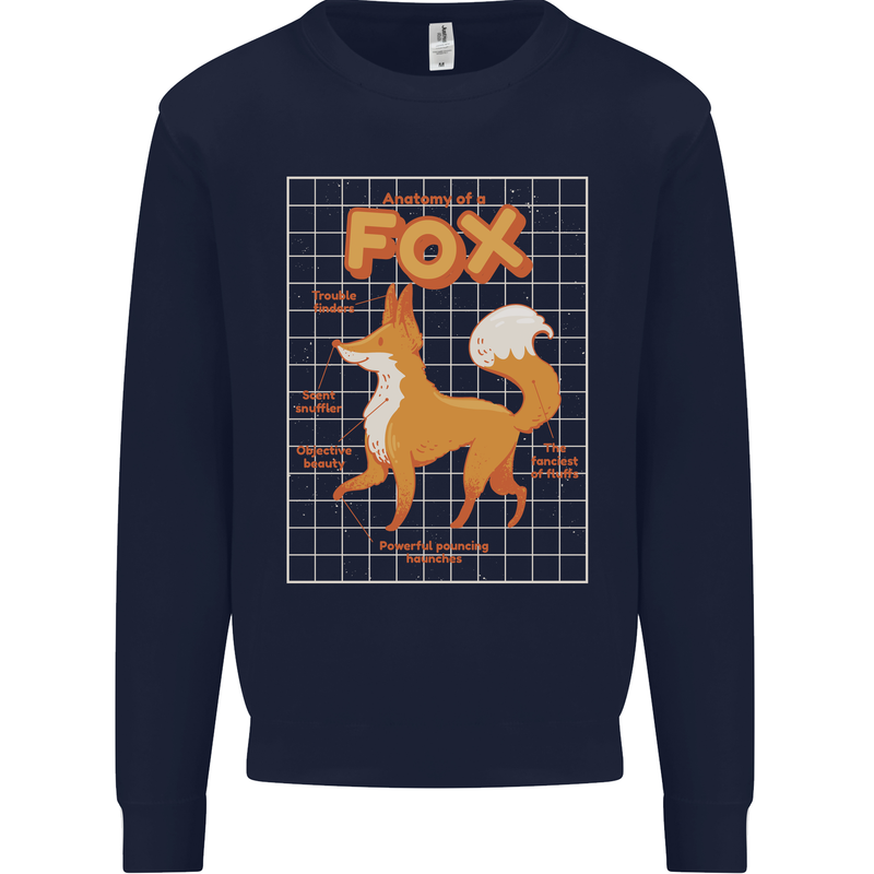 Anatomy of a Fox Funny Foxes Mens Sweatshirt Jumper Navy Blue