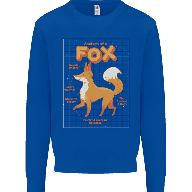 Anatomy of a Fox Funny Foxes Mens Sweatshirt Jumper Royal Blue