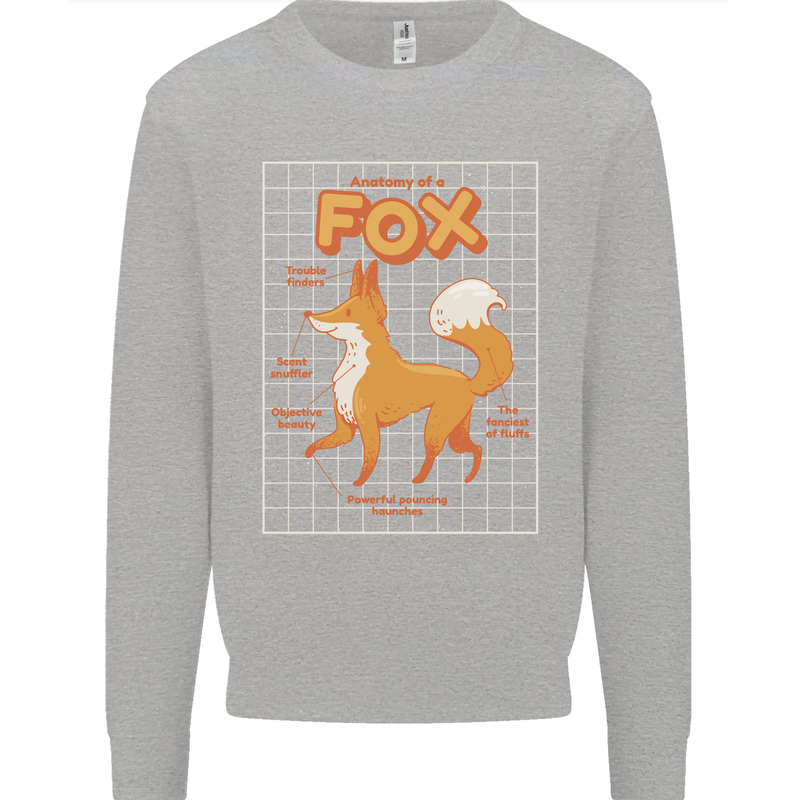 Anatomy of a Fox Funny Foxes Mens Sweatshirt Jumper Sports Grey