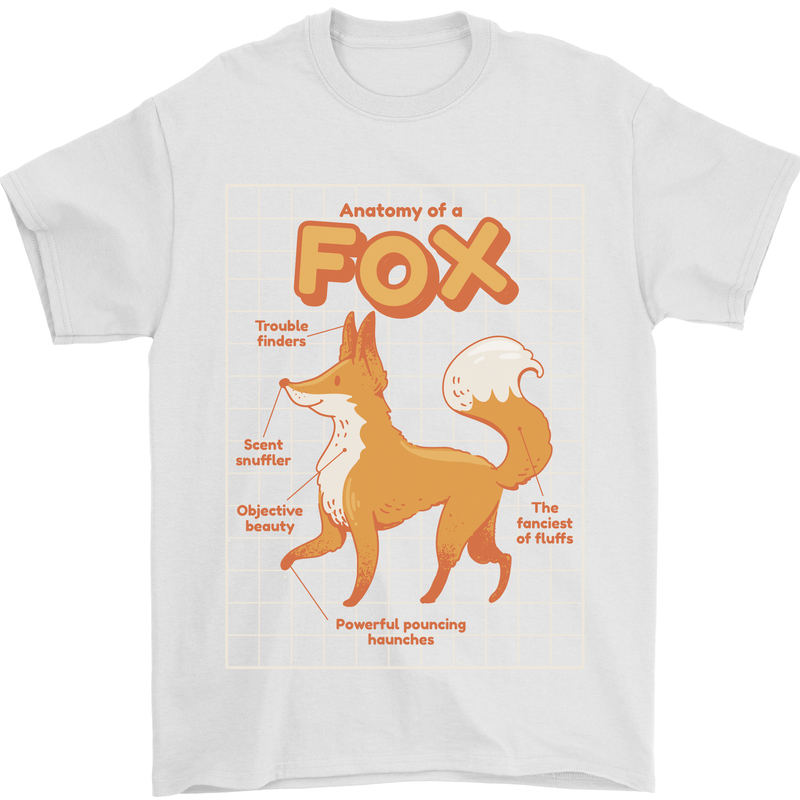 Anatomy of a Fox Funny Foxes Mens T-Shirt 100% Cotton White