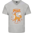 Anatomy of a Fox Funny Foxes Mens V-Neck Cotton T-Shirt Sports Grey