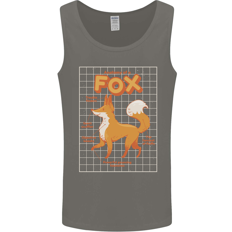 Anatomy of a Fox Funny Foxes Mens Vest Tank Top Charcoal