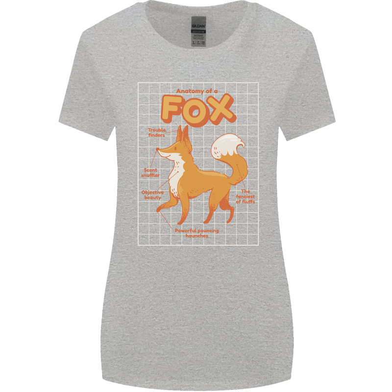 Anatomy of a Fox Funny Foxes Womens Wider Cut T-Shirt Sports Grey