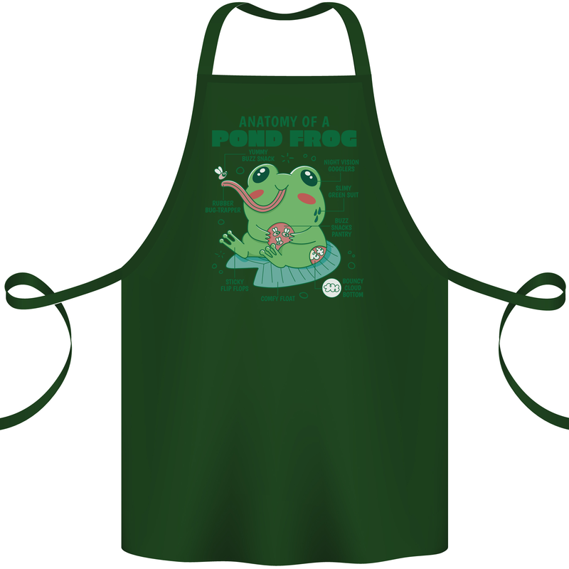 Anatomy of a Frog Funny Cotton Apron 100% Organic Forest Green