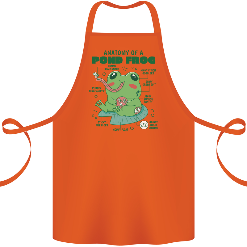 Anatomy of a Frog Funny Cotton Apron 100% Organic Orange