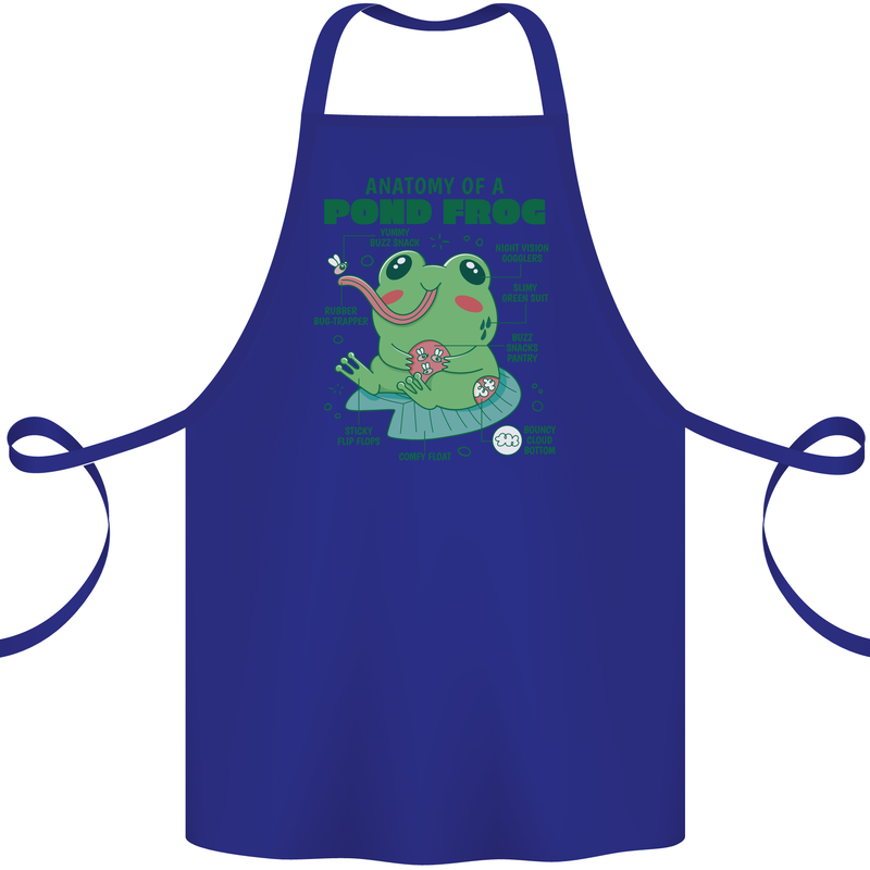 Anatomy of a Frog Funny Cotton Apron 100% Organic Royal Blue