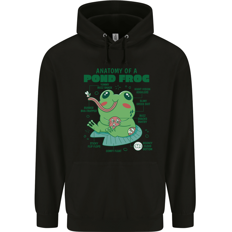 Anatomy of a Frog Funny Mens 80% Cotton Hoodie Black