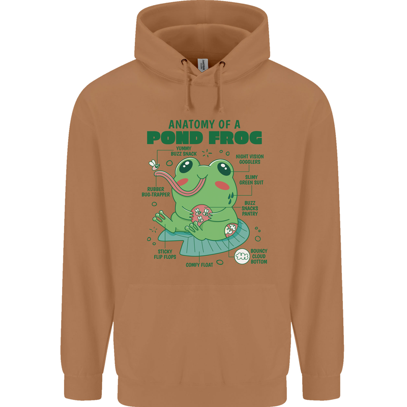 Anatomy of a Frog Funny Mens 80% Cotton Hoodie Caramel Latte