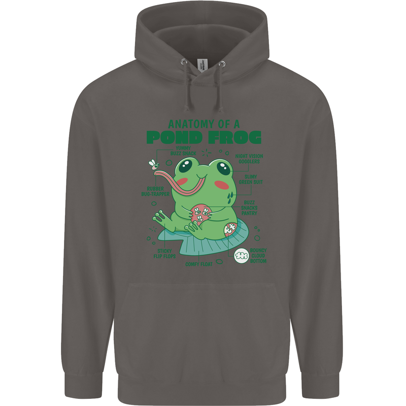 Anatomy of a Frog Funny Mens 80% Cotton Hoodie Charcoal