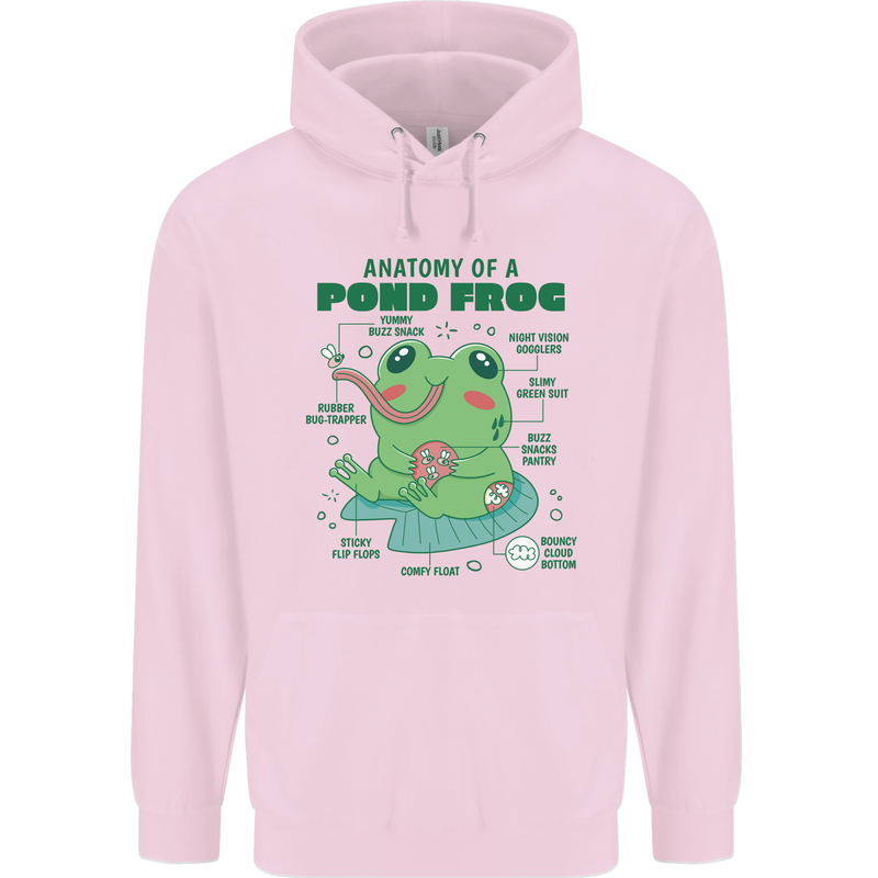 Anatomy of a Frog Funny Mens 80% Cotton Hoodie Light Pink