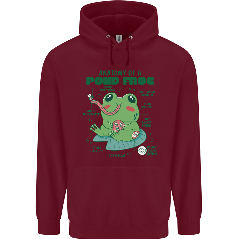 Anatomy of a Frog Funny Mens 80% Cotton Hoodie Maroon