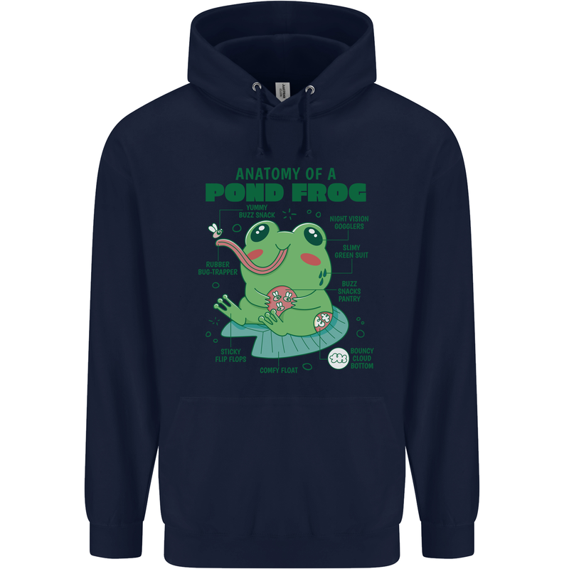 Anatomy of a Frog Funny Mens 80% Cotton Hoodie Navy Blue