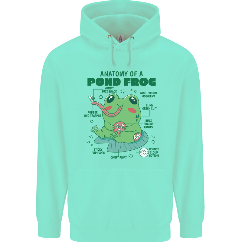 Anatomy of a Frog Funny Mens 80% Cotton Hoodie Peppermint