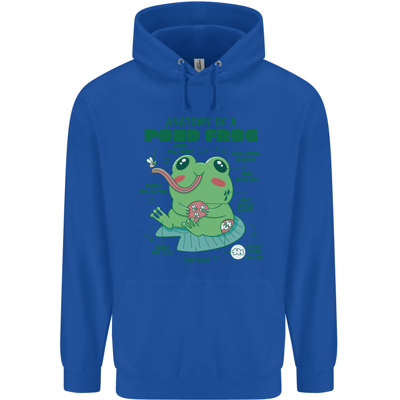 Anatomy of a Frog Funny Mens 80% Cotton Hoodie Royal Blue