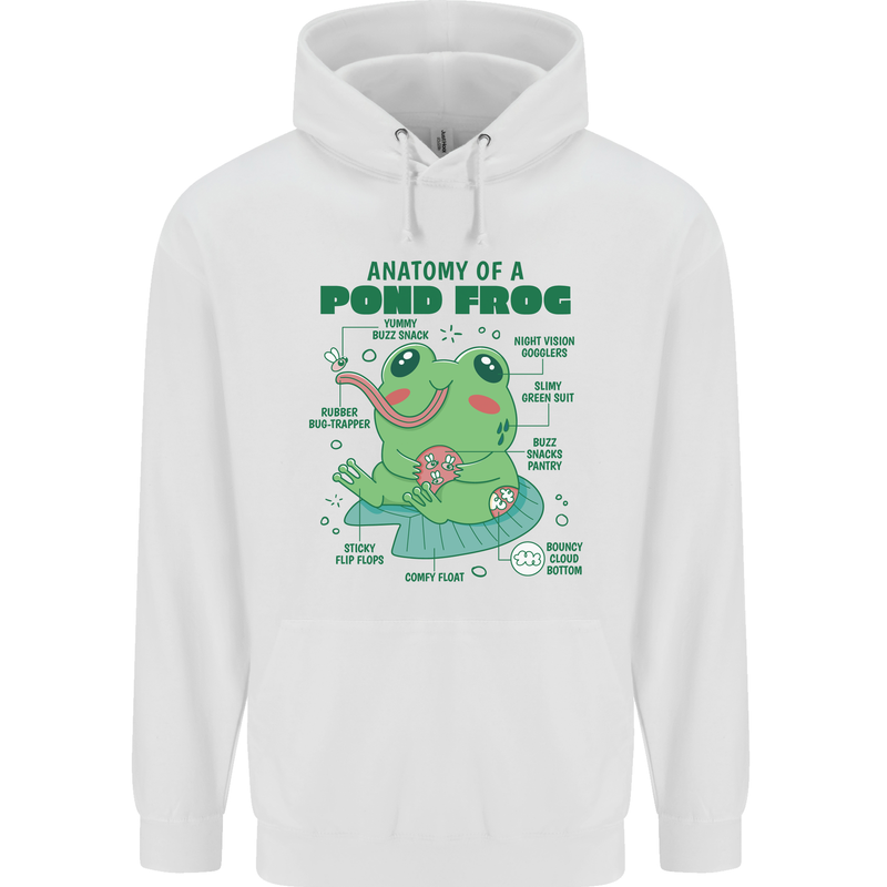 Anatomy of a Frog Funny Mens 80% Cotton Hoodie White