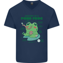 Anatomy of a Frog Funny Mens V-Neck Cotton T-Shirt Navy Blue