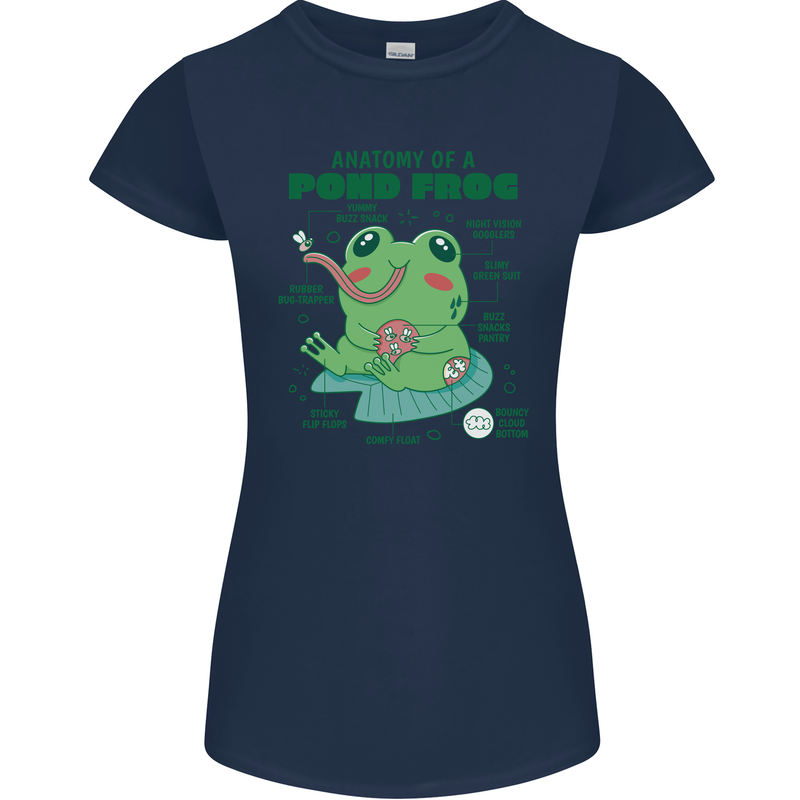 Anatomy of a Frog Funny Womens Petite Cut T-Shirt Navy Blue