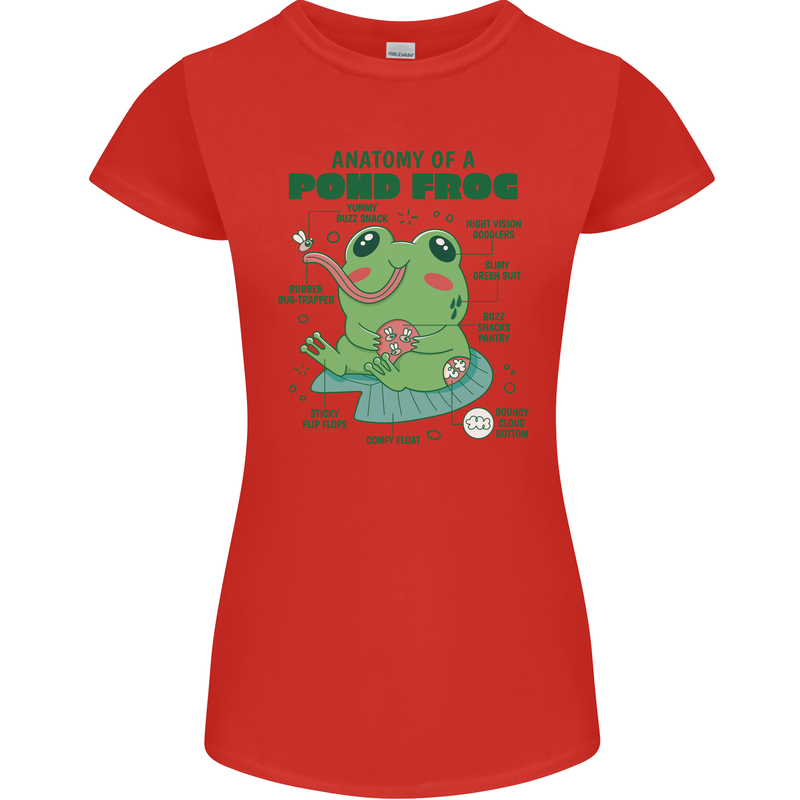 Anatomy of a Frog Funny Womens Petite Cut T-Shirt Red