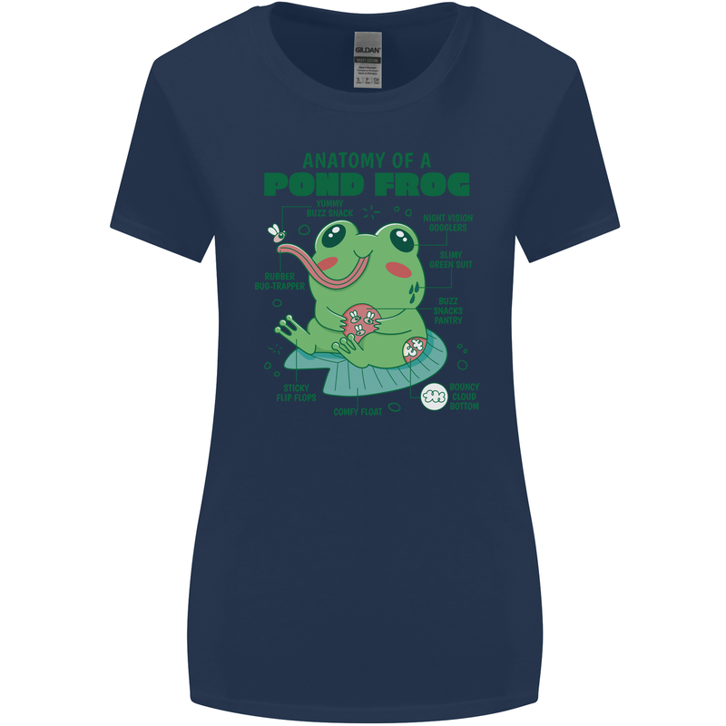 Anatomy of a Frog Funny Womens Wider Cut T-Shirt Navy Blue