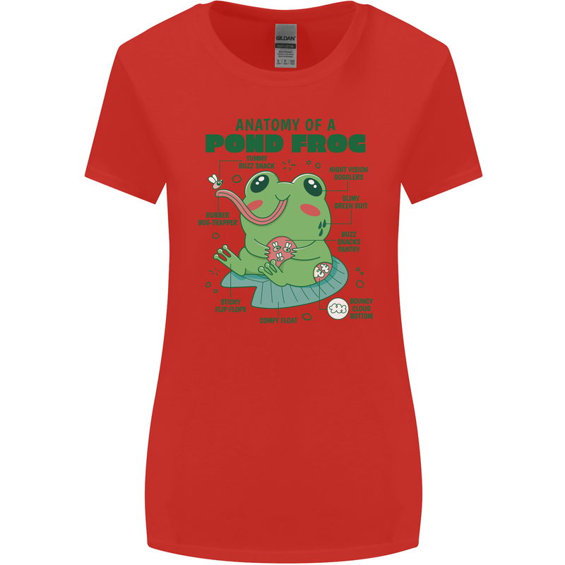 Anatomy of a Frog Funny Womens Wider Cut T-Shirt Red