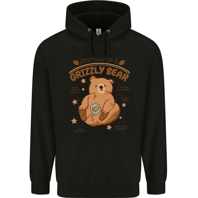 Anatomy of a Grizzly Bear Childrens Kids Hoodie Black