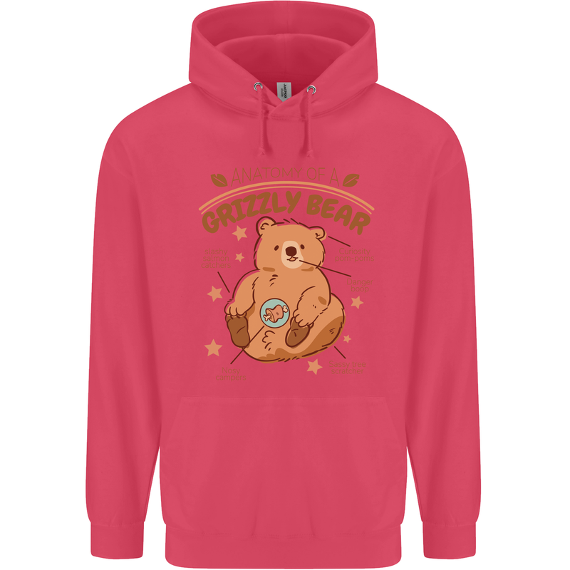 Anatomy of a Grizzly Bear Childrens Kids Hoodie Heliconia