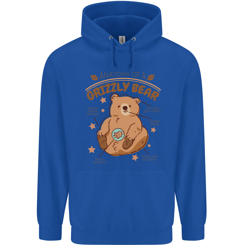 Anatomy of a Grizzly Bear Childrens Kids Hoodie Royal Blue