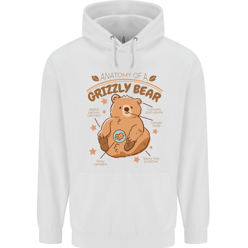 Anatomy of a Grizzly Bear Childrens Kids Hoodie White