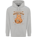 Anatomy of a Grizzly Bear Mens 80% Cotton Hoodie Sports Grey