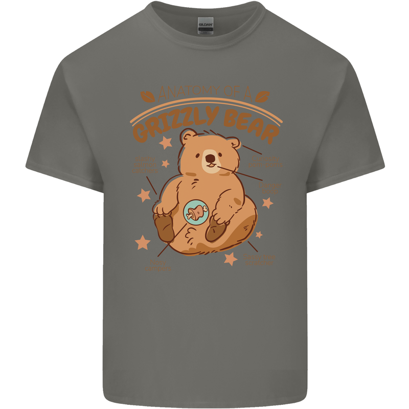 Anatomy of a Grizzly Bear Mens Cotton T-Shirt Tee Top Charcoal