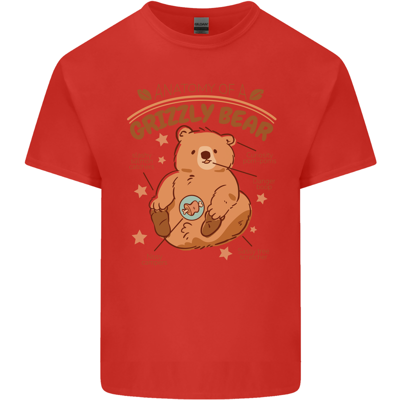Anatomy of a Grizzly Bear Mens Cotton T-Shirt Tee Top Red