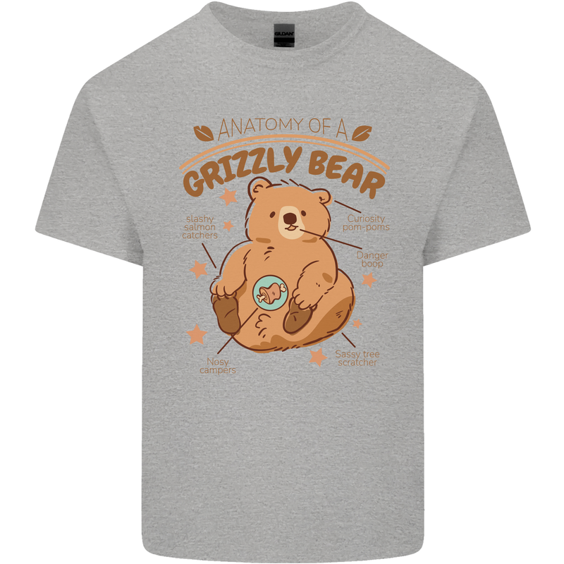 Anatomy of a Grizzly Bear Mens Cotton T-Shirt Tee Top Sports Grey