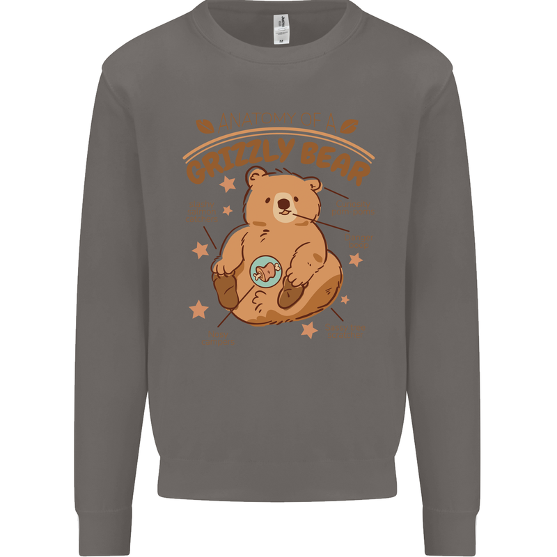 Anatomy of a Grizzly Bear Mens Sweatshirt Jumper Charcoal