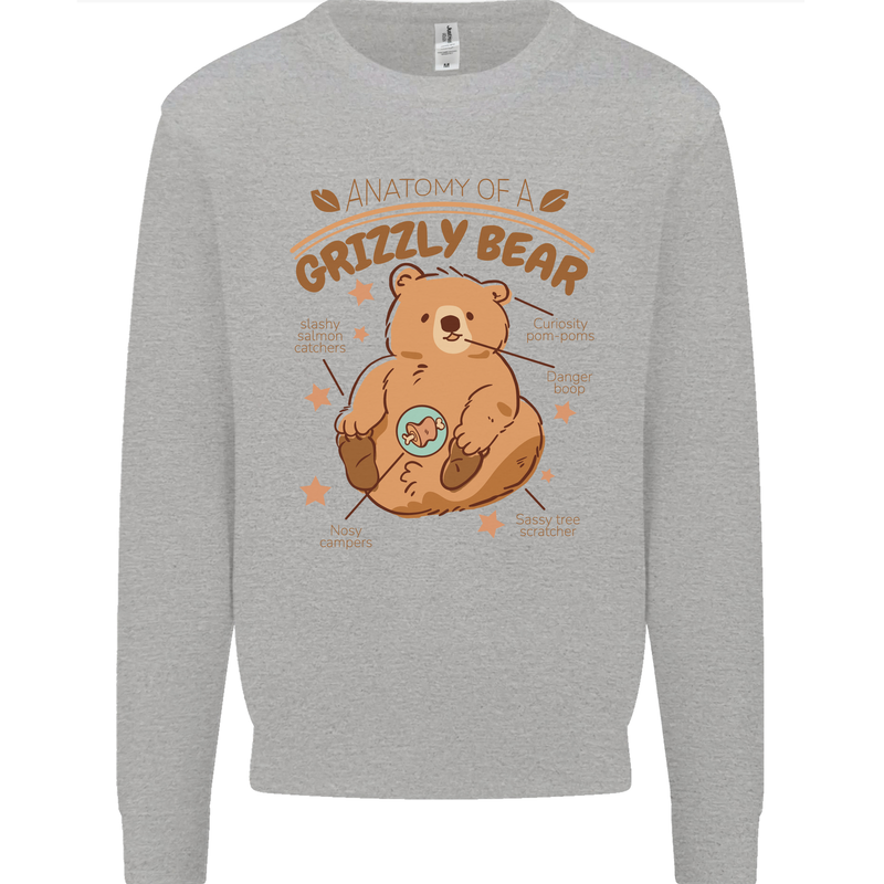 Anatomy of a Grizzly Bear Mens Sweatshirt Jumper Sports Grey
