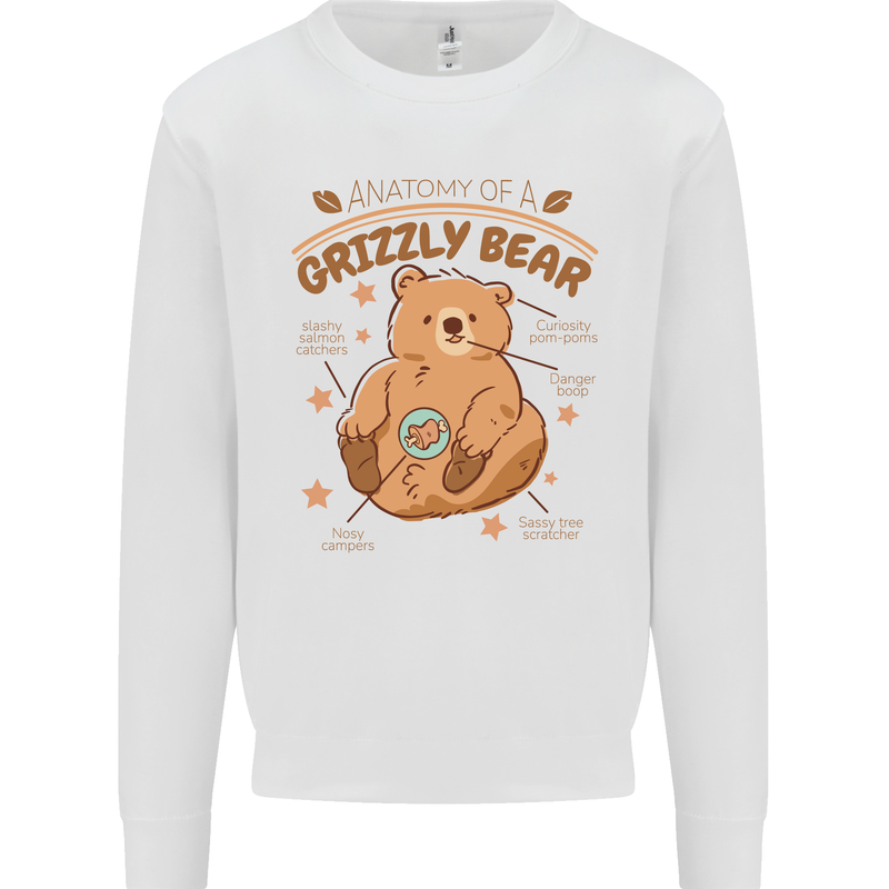 Anatomy of a Grizzly Bear Mens Sweatshirt Jumper White