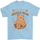 Anatomy of a Grizzly Bear Mens T-Shirt 100% Cotton Light Blue