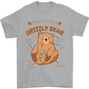 Anatomy of a Grizzly Bear Mens T-Shirt 100% Cotton Sports Grey