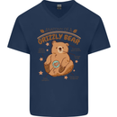 Anatomy of a Grizzly Bear Mens V-Neck Cotton T-Shirt Navy Blue