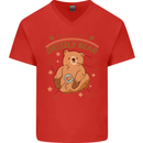 Anatomy of a Grizzly Bear Mens V-Neck Cotton T-Shirt Red