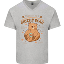 Anatomy of a Grizzly Bear Mens V-Neck Cotton T-Shirt Sports Grey